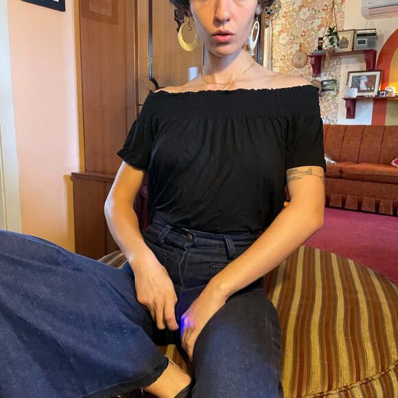 Y2K black off the shoulder reitmans blouse! - Picture 1 of 16